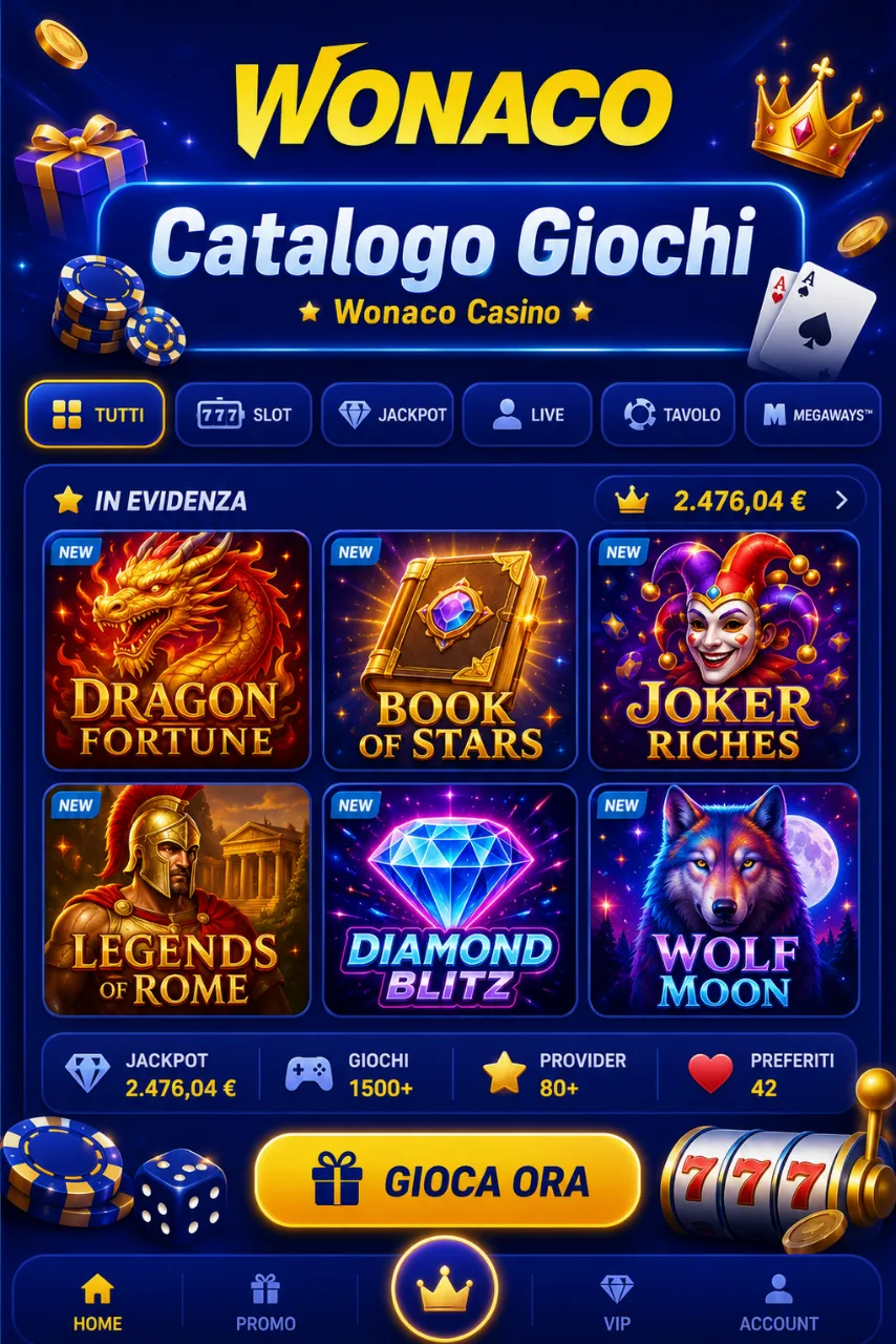 Wonaco Casino — Catalogo Giochi Completo